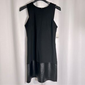 NWT Bar III Dress Womens XL Deep Black Glasgow Sleeveless Faux Leather Party